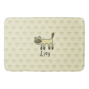 Tapis De Bain griffonnage mignon de chat siamois et de joie