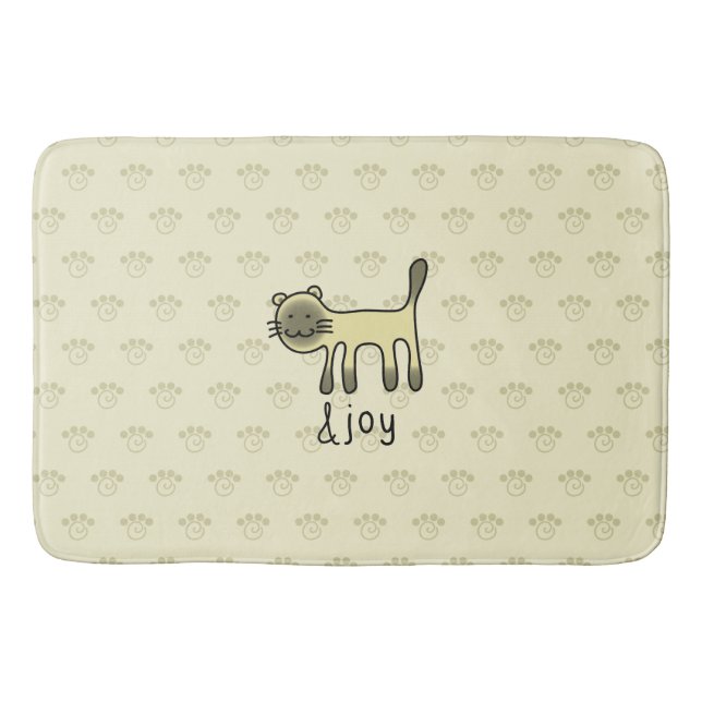 Tapis De Bain griffonnage mignon de chat siamois et de joie (Devant)