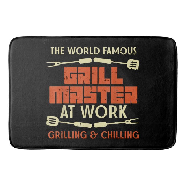 Tapis De Bain Grill Master At Work Grilling Chilling Funny Bq P (Devant)