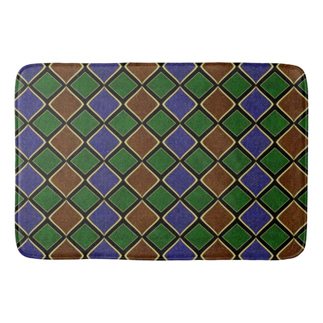 Tapis De Bain Grille Diamant Arlequin : Harmonie Texturée (Devant)