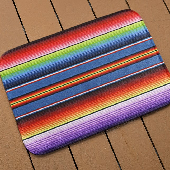 Tapis De Bain Grilles de couverture mexicaine Serape arc-en-ciel (Créateur téléchargé)