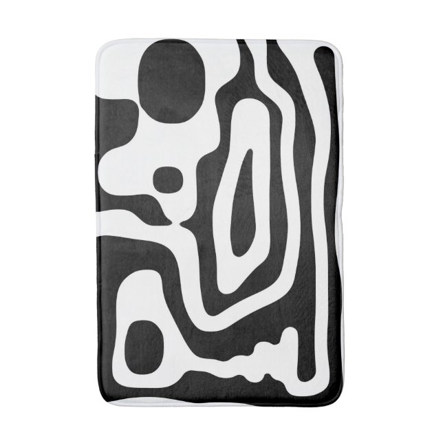Tapis De Bain Grip Vise : Noir et Blanc Abstrait (Devant (Vertical))