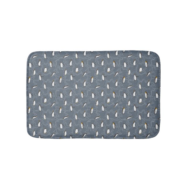 Tapis de bain gris avec de petits pingouins (Devant)