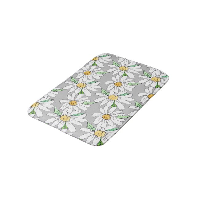 Tapis De Bain gris avec marguerites (Angle)