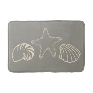 Tapis De Bain Gris Beach Seashell Salle de bain nautique Rug Bai