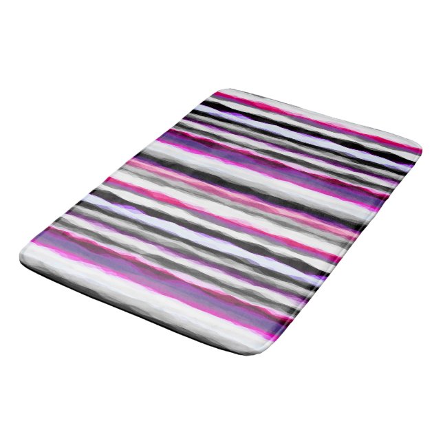 Tapis De Bain Gris, blanc et rose Abstrait (Angle)