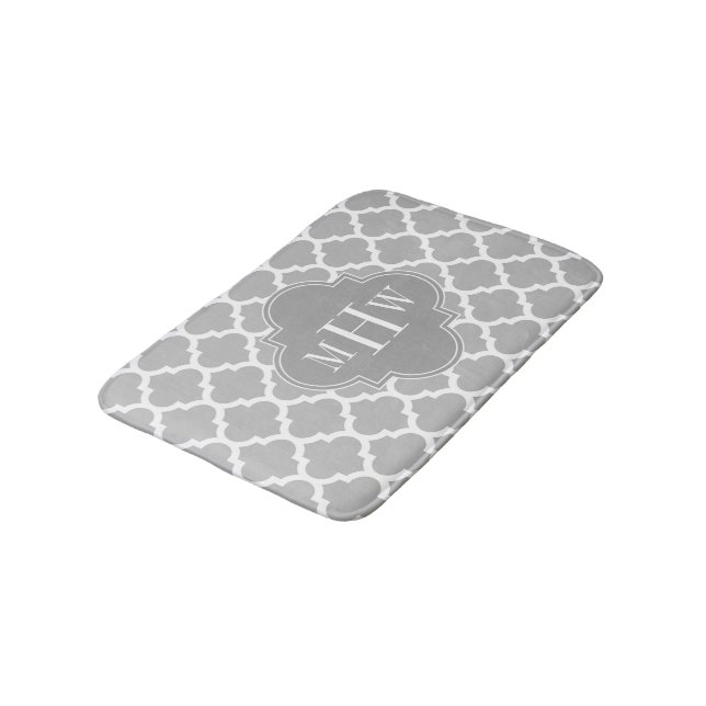 Tapis De Bain Gris Blanc Marocain #5 Gris foncé 3 Monogramme ini (Angle)