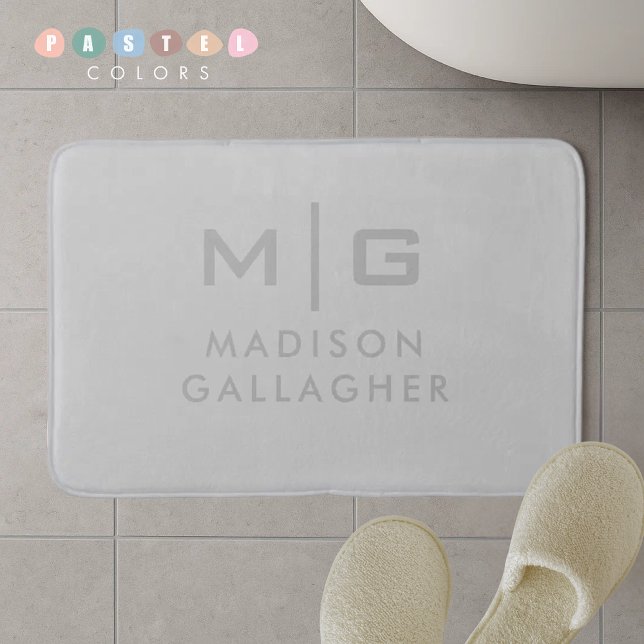 Tapis De Bain Gris Clair Pastel Acier Gris Clair Couleur Douce e (Solid Soft Light Gray Pastel Steel Grey Color Bath Mat
)