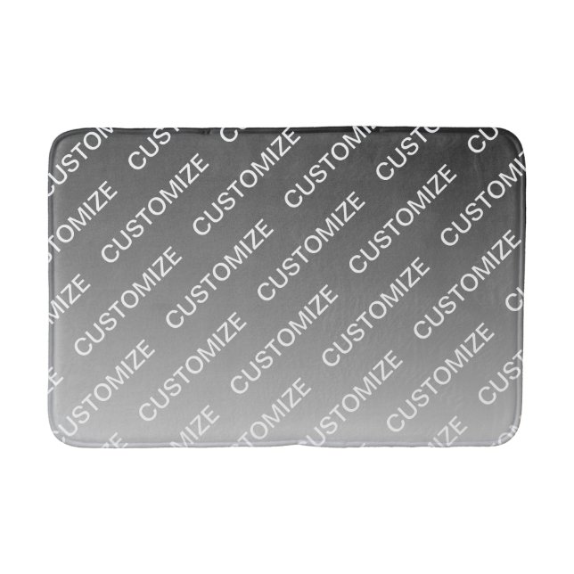 Tapis De Bain Gris (couleur changeable) Ombre & Motif de texte (Devant)