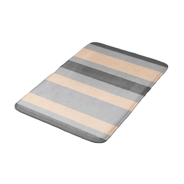 Tapis De Bain Gris de 2 tons et rayures asymétriques larges de (Angle)