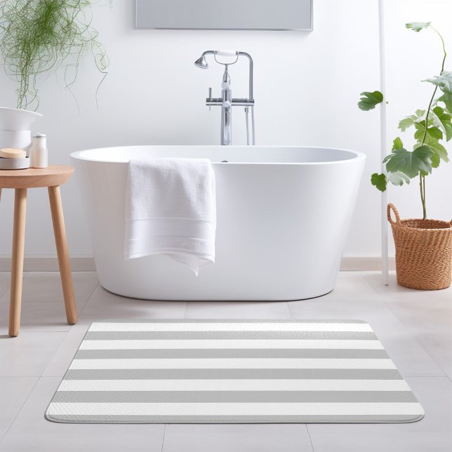 Tapis De Bain Gris et blanc | Couleurs modifiables (Créateur téléchargé)