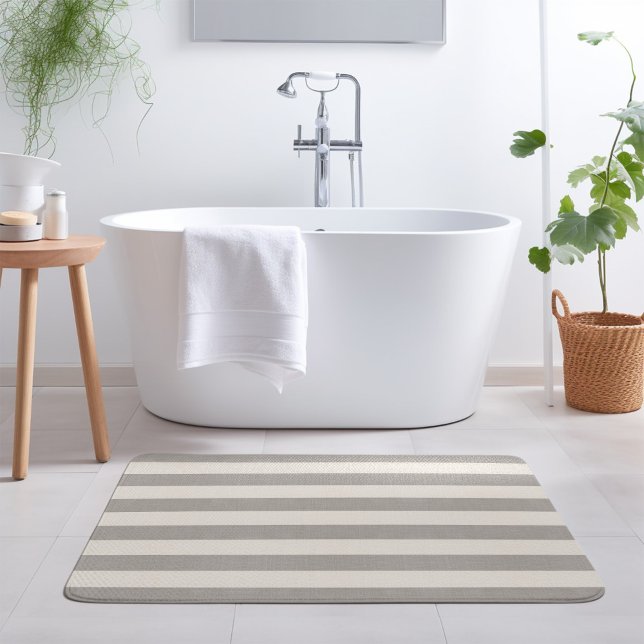 Tapis De Bain Gris et ivoire | Ferme moderne (Créateur téléchargé)