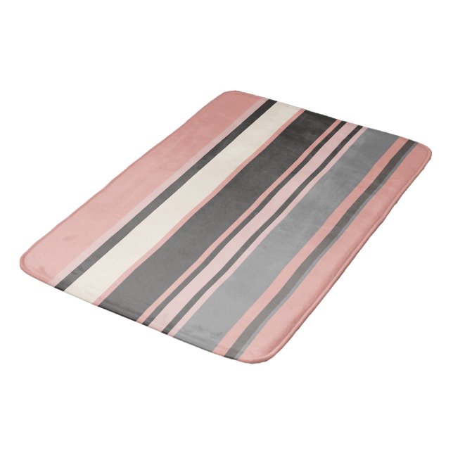 Tapis De Bain Gris et rose Trappe moderne du milieu du siècle (Angle)