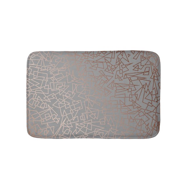Tapis De Bain Gris géométrique de motif d'or rose élégant (Devant)