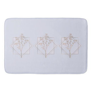 Tapis De Bain Gris lavande avec motif floral doré