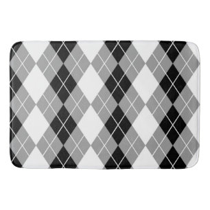 Tapis De Bain Gris noir blanc Jacquard Diamant Design