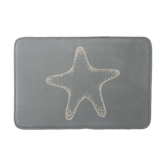 Tapis De Bain Gris Plage Starfish Salle de bain nautique Rug Bai (Devant)
