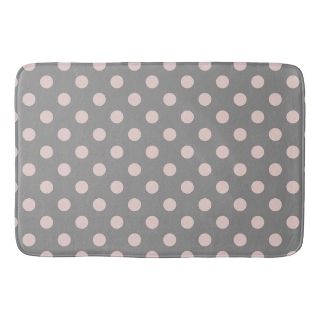 Tapis De Bain Gris & rose blush pois moderne (Devant)