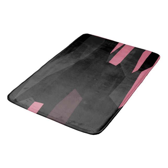 Tapis De Bain Gris rose et Abstrait noir (Angle)