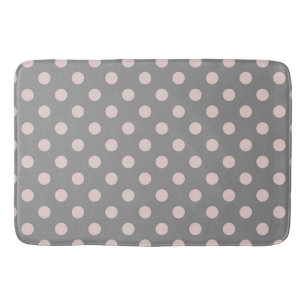 Tapis De Bain Gris & Rose Pâle à pois Point Moderne