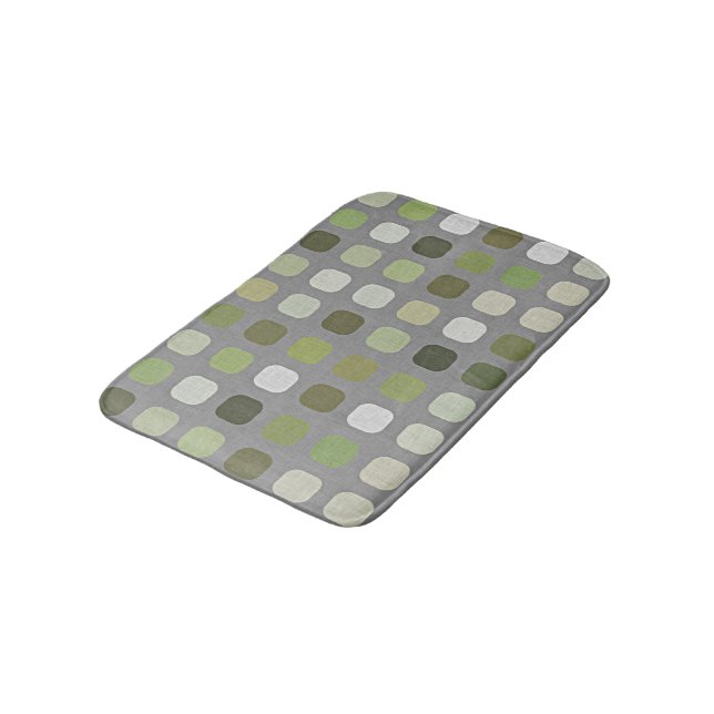 Tapis De Bain Gris Sage Olive Green Round Carrés Art (Angle)