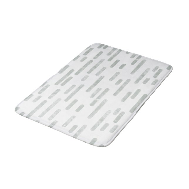 Tapis De Bain Gris vert sur lignes arrondies blanches Motif (Angle)