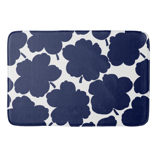 Tapis De Bain Gros Floral Monochrome Navy (Devant)