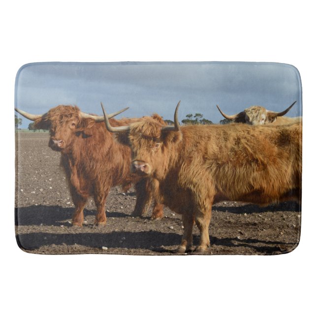 Tapis De Bain Grosse vache Brown Highland, Mousse de mémoire (Devant)