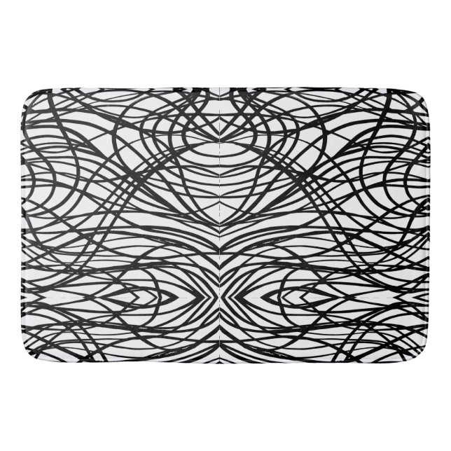 Tapis De Bain Grunge brossé noir et blanc (Devant)