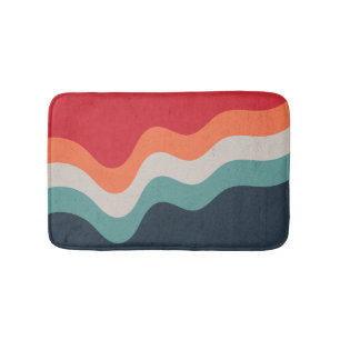 Tapis De Bain Grunge coloré ondes de style rétro