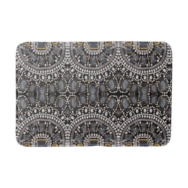 Tapis De Bain grunge steampunk art déco noir argent bohème (Devant)