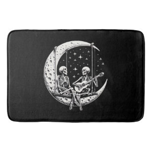 Tapis De Bain Guitare de lune de couple de squelettes