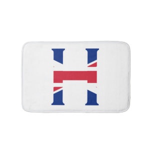 Tapis De Bain H Monogramme superposé sur Union Jack Flag bmcnt