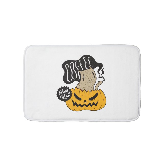 Tapis De Bain Halloween Café - Cute Halloween Chat Boire (Devant)