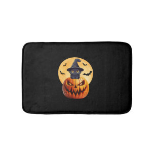 Tapis De Bain Halloween Chat Noir Citrouille Apportent l'excitat