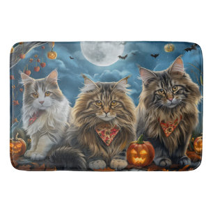 Tapis De Bain Halloween chats de Sibérie Éffrayant