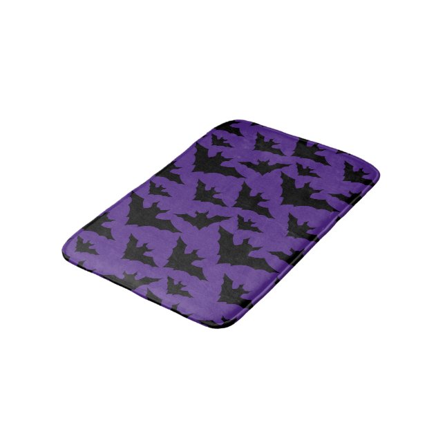 Tapis De Bain Halloween chauves-souris violet cool éffrayant mot (Angle)