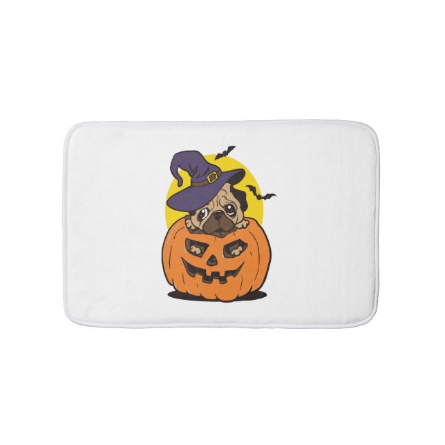 Tapis De Bain Halloween Chien citrouille, Drôle chien d'Hallowee (Devant)