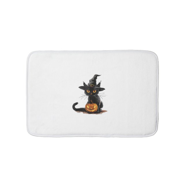 Tapis De Bain Halloween Citrouille de chat (Devant)