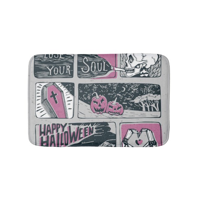 Tapis De Bain Halloween de bande dessinée : Illustration amusant (Devant)