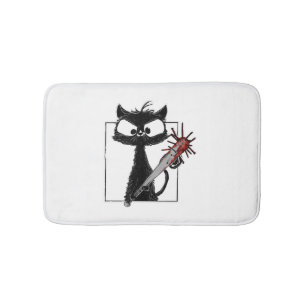 Tapis De Bain Halloween de baseball de chat noir