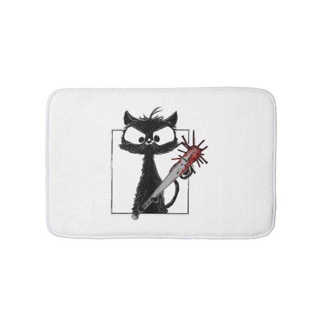 Tapis De Bain Halloween de baseball de chat noir (Devant)
