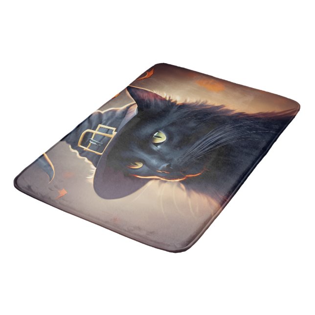 Tapis De Bain Halloween de chat noir (Angle)
