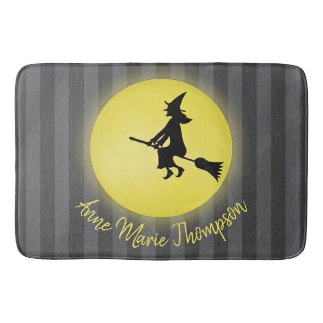 Tapis De Bain Halloween Éffrayant sorcière Broomstick Lune (Devant)