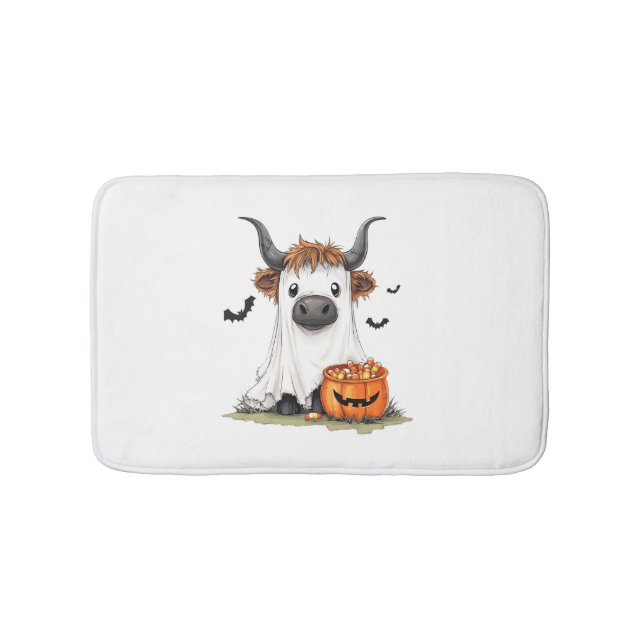 Tapis De Bain Halloween Ghost Highland Cow PNG (Devant)