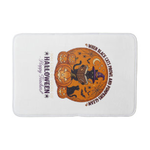 Tapis De Bain Halloween Joyeux Professeur Chat Noir Sorcière Cha