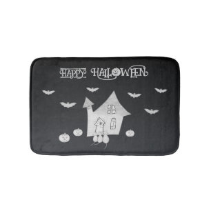 Tapis De Bain Halloween la nuit avec Haunted House, chauves-sour