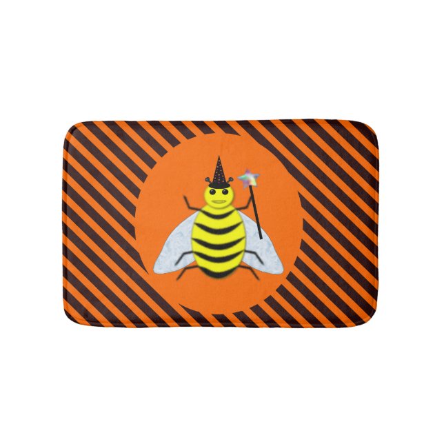 Tapis De Bain Halloween Magic Bee Witch Orange et Black Stripes (Devant)