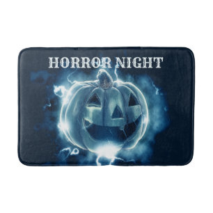 Tapis De Bain Halloween Parti mal bleu Citrouille Horreur