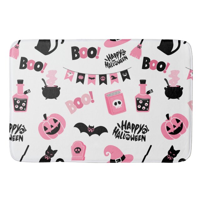 Tapis De Bain Halloween rose et noir (Devant)